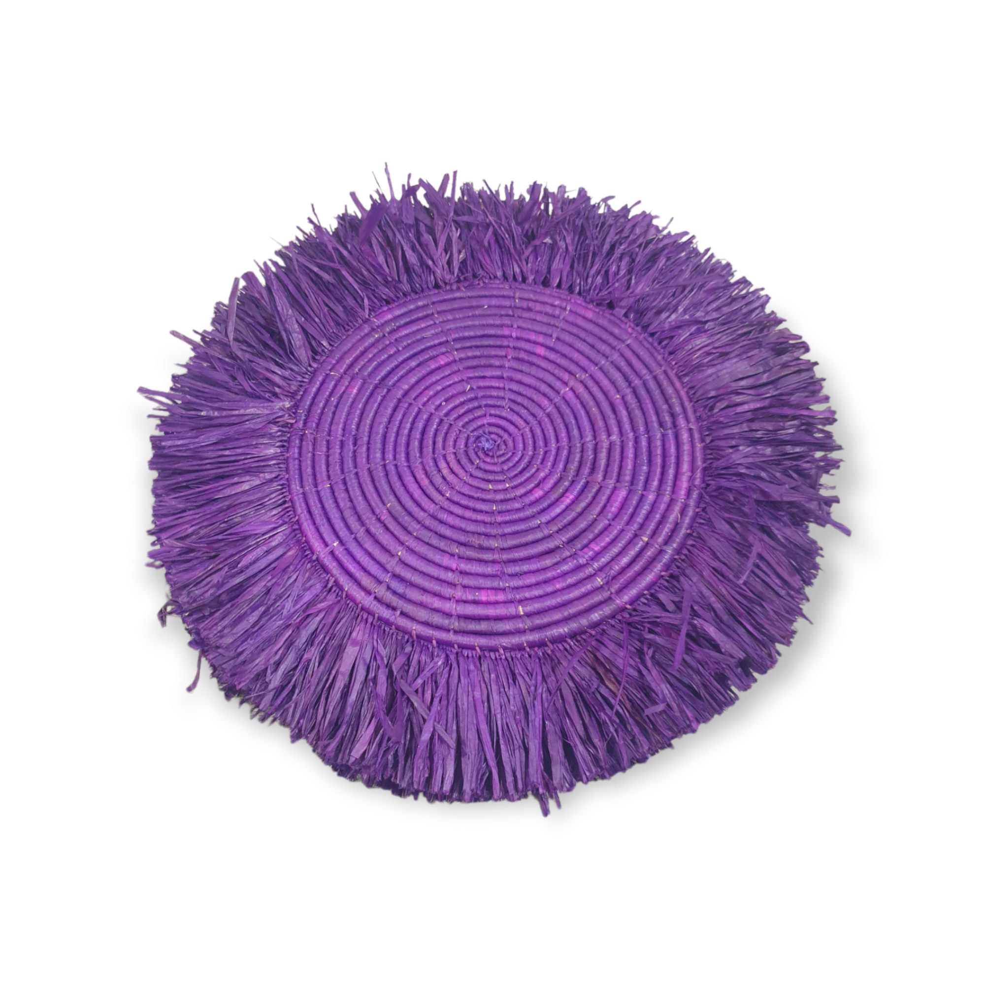 Håndflettet bordbrikke i lilla med sirkelmønster