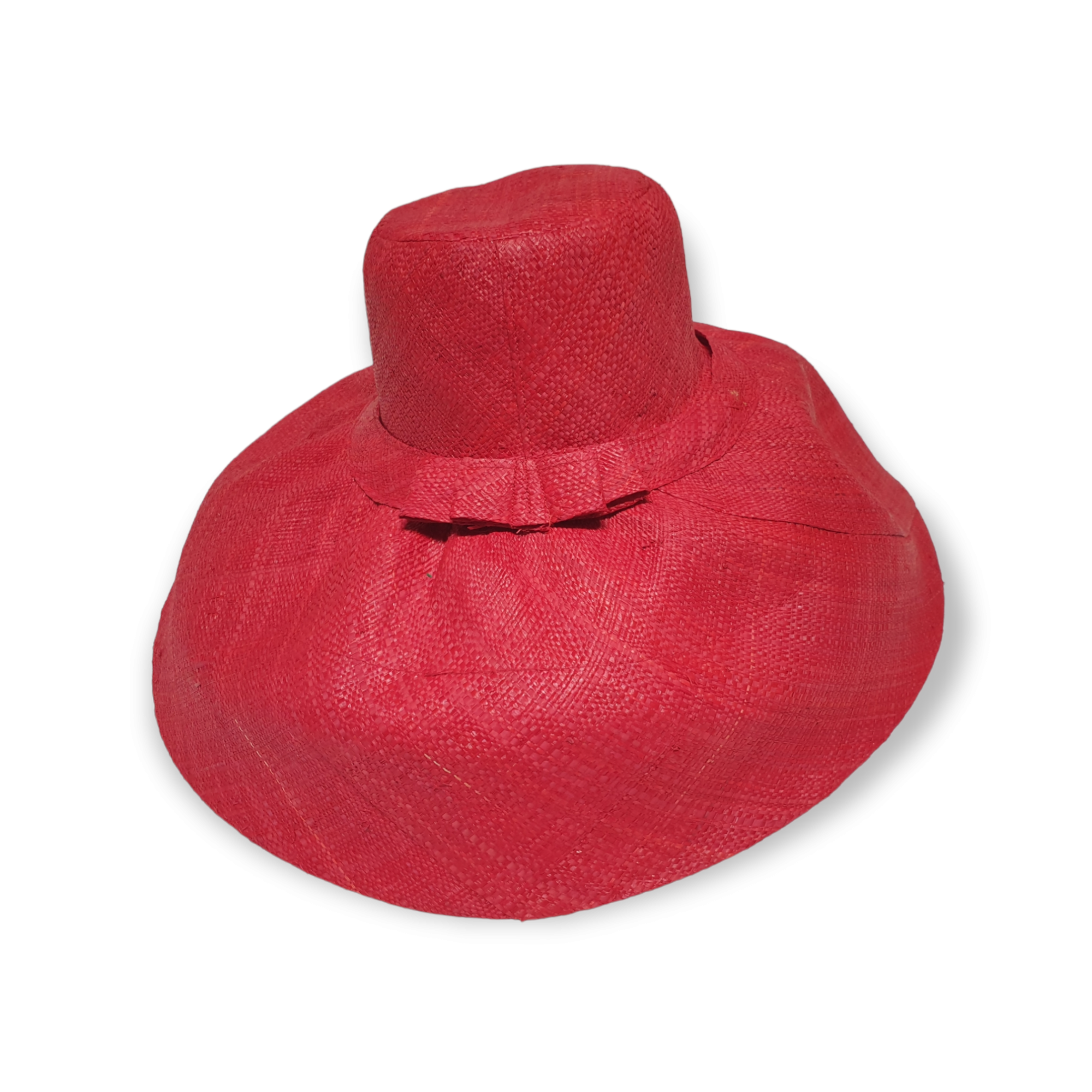 Strå hatt i knall rød med sløyfe detalj